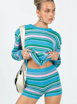 Princess Polly Tallow Knit Stripe Shorts  Multi Discount
