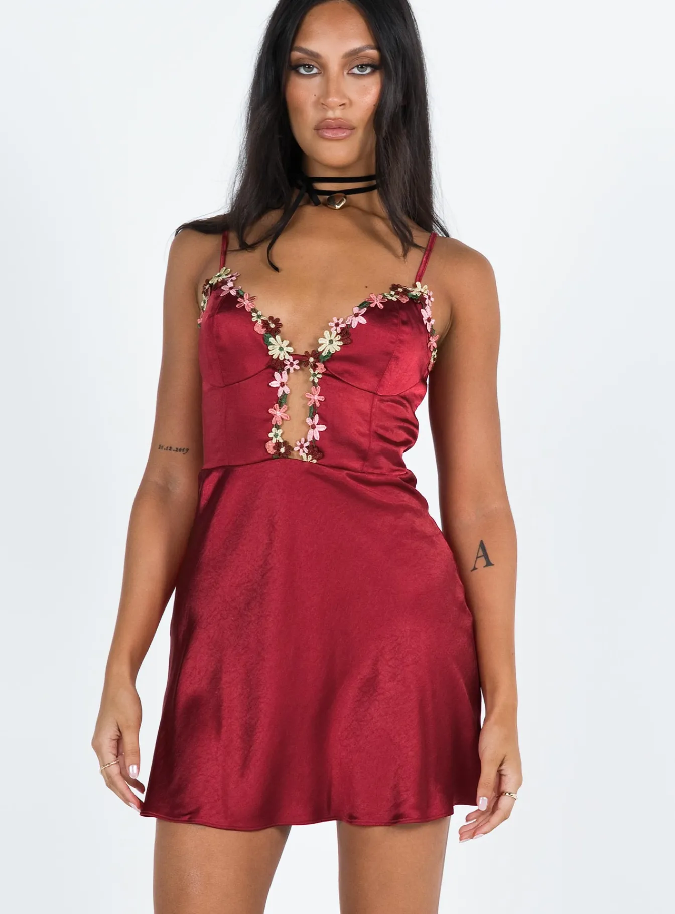 Princess Polly Tamal Mini Dress Burgundy Hot
