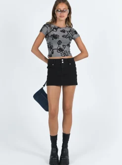 Princess Polly Tamara Top Meshfloral   Grey Best