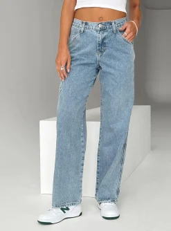 Princess Polly Tami Cargo Jeans Mid Wash  Denim Best Sale