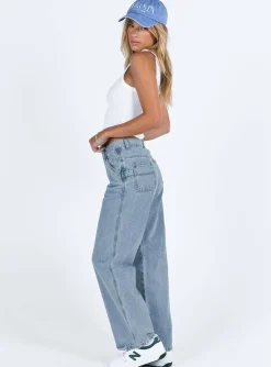Princess Polly Tami Cargo Jeans Mid Wash  Denim Best Sale