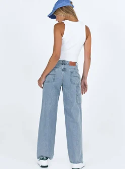 Princess Polly Tami Cargo Jeans Mid Wash  Denim Best Sale