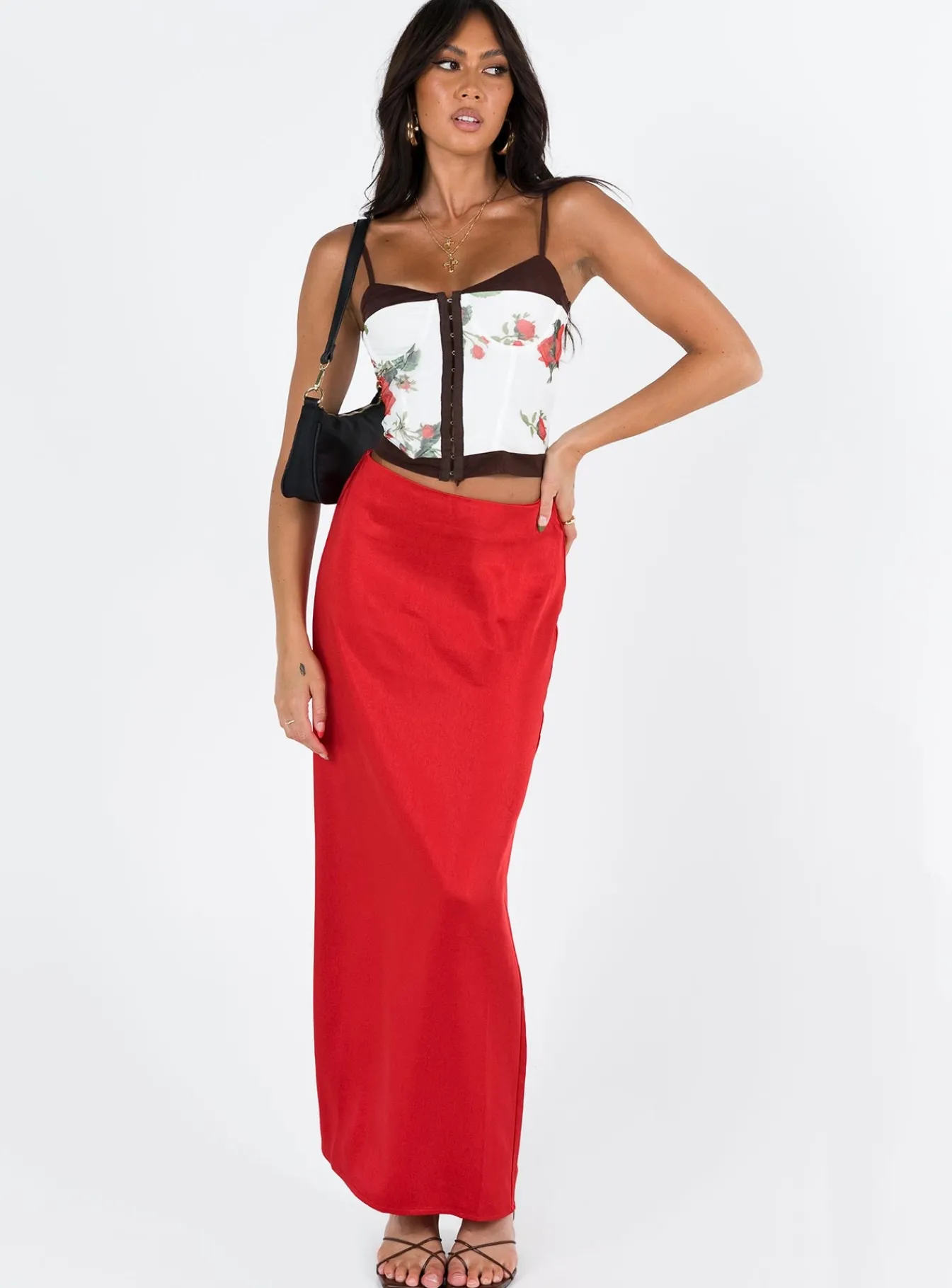 Princess Polly Tamra Maxi Skirt Red New