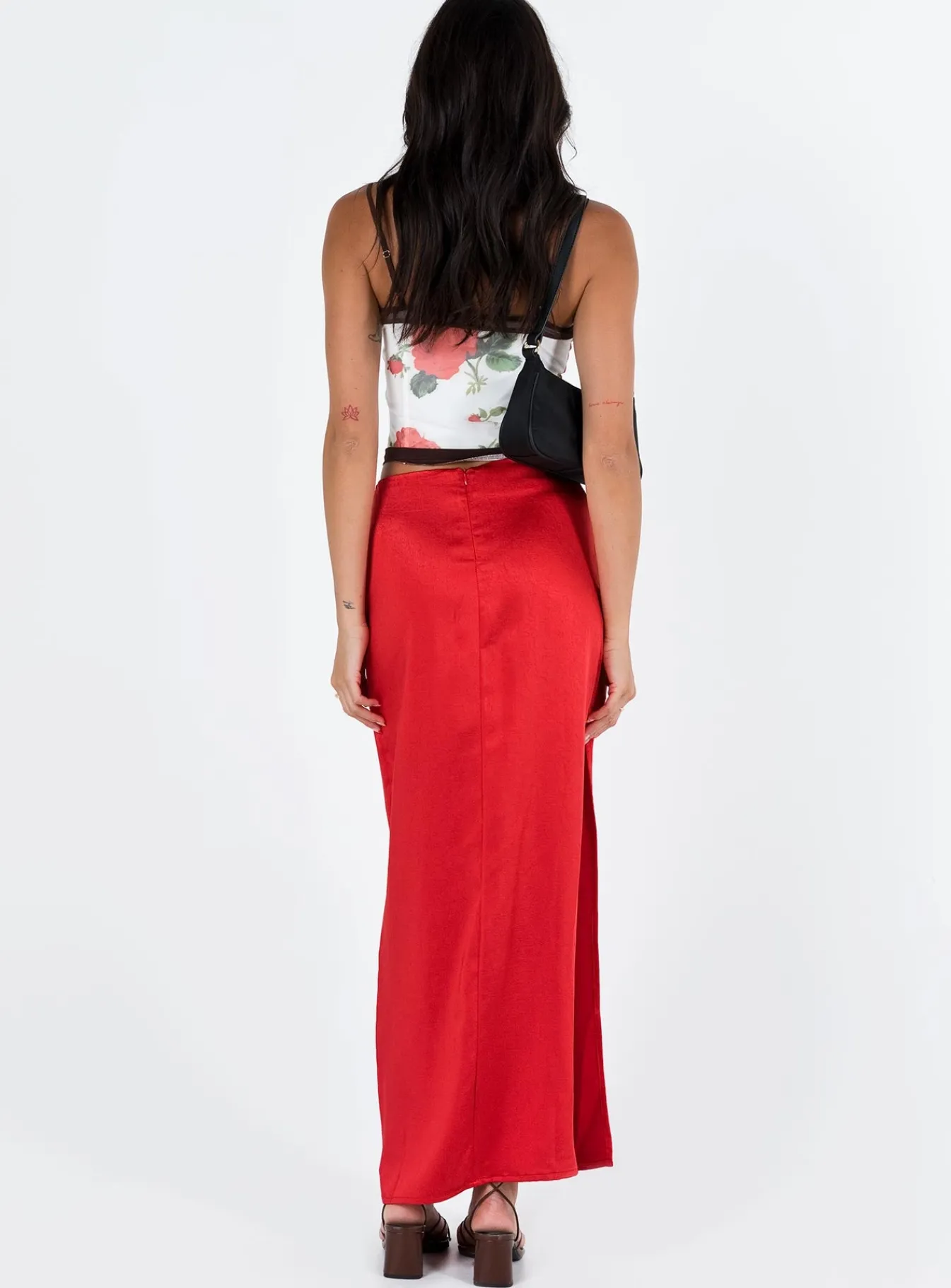 Princess Polly Tamra Maxi Skirt Red New