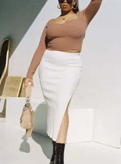 Princess Polly Tanna Midi Skirtcurve   Cream Cheap