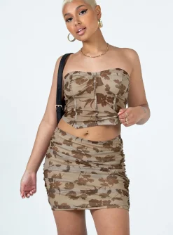 Princess Polly Tanzi Mini Skirt  Beige Clearance