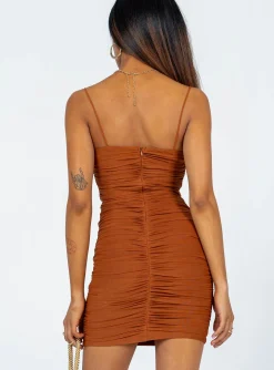 Princess Polly Tara Mini Dress  Brown Outlet