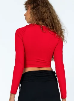Princess Polly Tarren Long Sleeve Top  Red Store