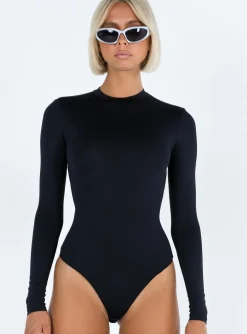 Princess Polly Tarrick High Neck Bodysuit  Black Hot