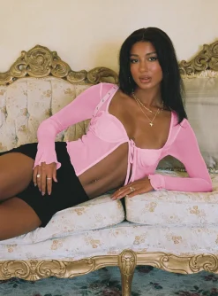 Princess Polly Tasia Long Sleeve Top  Pink Flash Sale