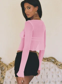 Princess Polly Tasia Long Sleeve Top  Pink Flash Sale