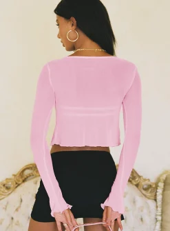 Princess Polly Tasia Long Sleeve Top  Pink Flash Sale