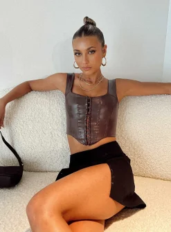 Princess Polly Tatum Top  Brown Cheap
