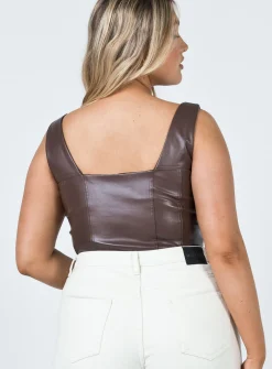 Princess Polly Tatum Top  Brown Cheap