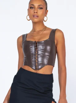 Princess Polly Tatum Top  Brown Cheap
