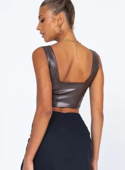 Princess Polly Tatum Top  Brown Cheap