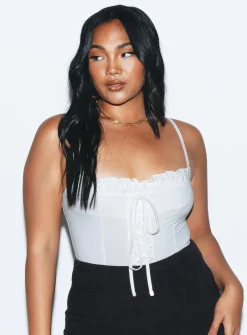 Princess Polly Tavez Bodysuit  Ivory Flash Sale
