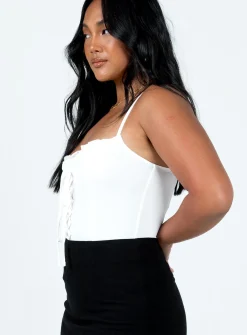 Princess Polly Tavez Bodysuit  Ivory Flash Sale