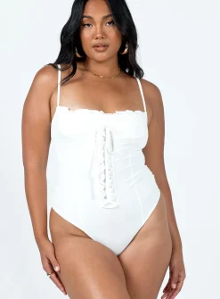 Princess Polly Tavez Bodysuit  Ivory Flash Sale