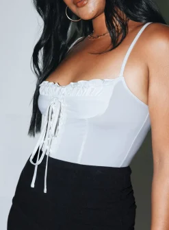 Princess Polly Tavez Bodysuit  Ivory Flash Sale