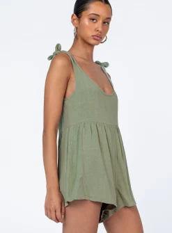 Princess Polly Tay Romper Sage   Green Cheap