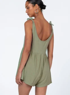 Princess Polly Tay Romper Sage   Green Cheap