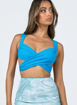 Princess Polly Taylor Top  Blue Hot