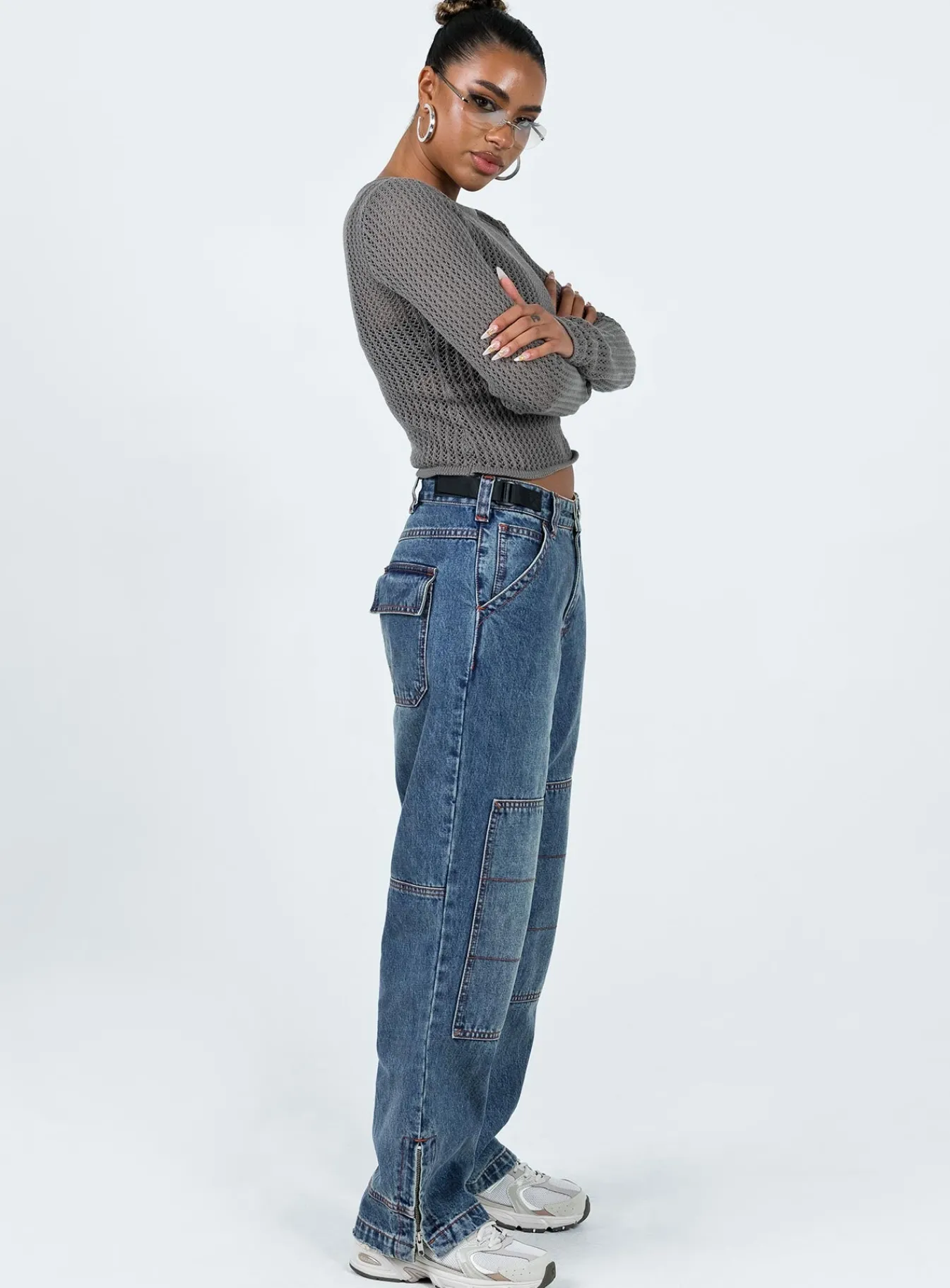 Princess Polly Tein Low Waist Jeans Dark Denim Vintage Denim Outlet