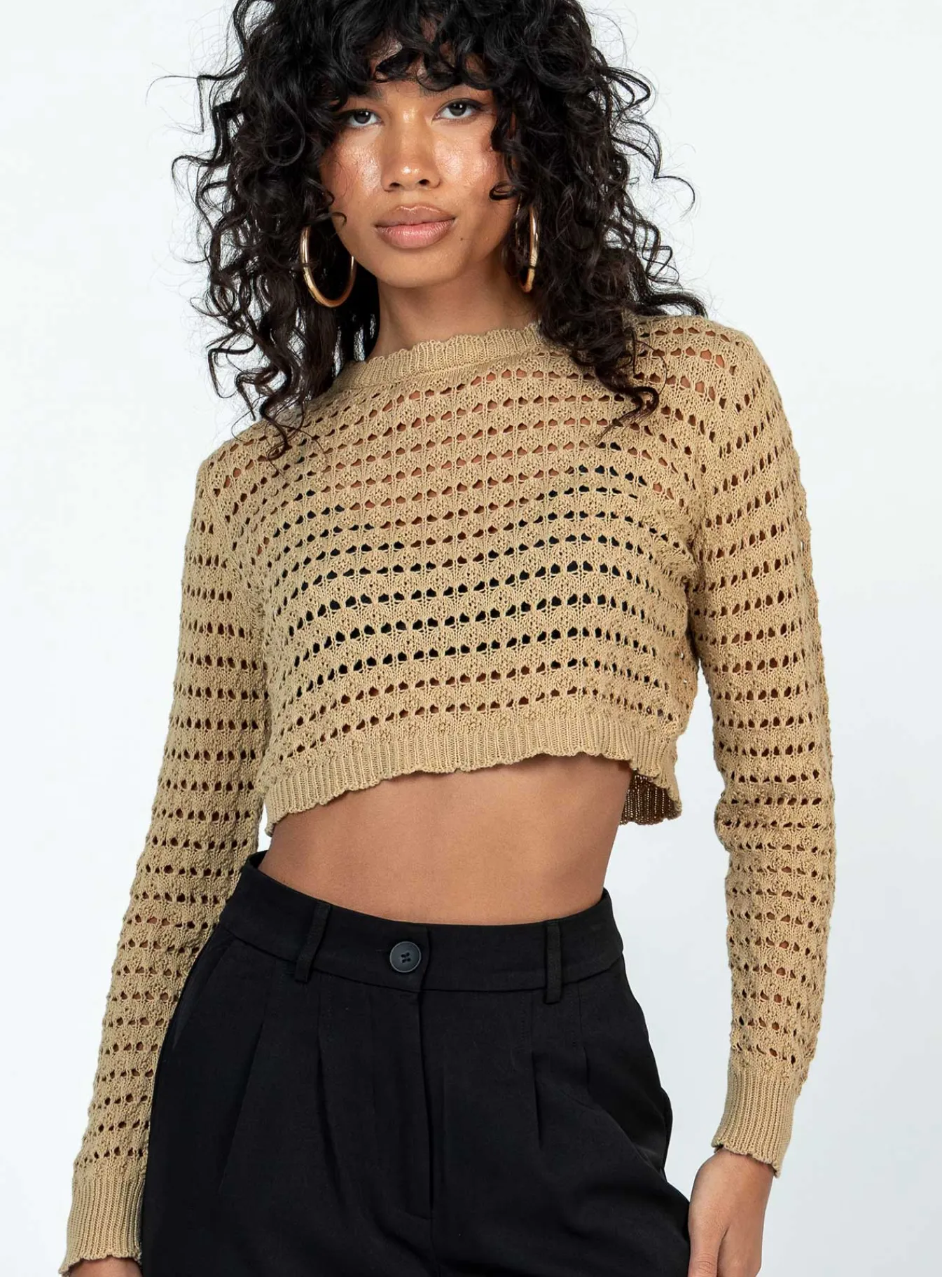 Princess Polly Terra Knit Sweater Beige New