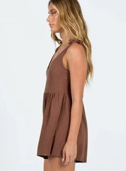 Princess Polly Tessa Romper  Brown Flash Sale
