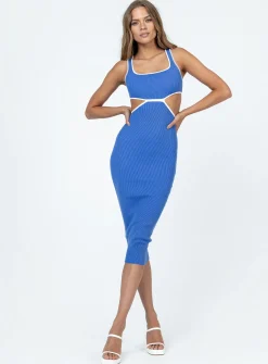 Princess Polly Tessar Midi Dress  Blue Sale