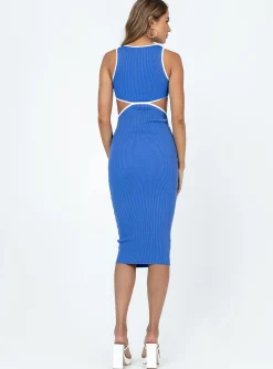 Princess Polly Tessar Midi Dress  Blue Sale