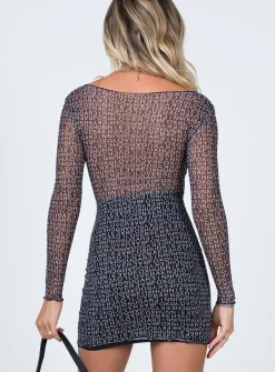 Princess Polly Text Me Mini Dress  Black Fashion
