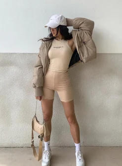 Princess Polly 7Th Avenue Puffer Jacket   Beige Sale