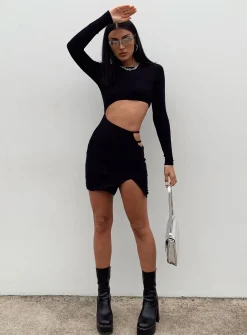 Princess Polly Thalia Mini Dress  Black Flash Sale