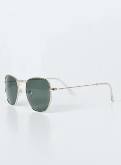 Princess Polly The Birkin Sunglasses   Gold/Green Store