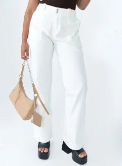 Princess Polly The Burton Pants  White Cheap