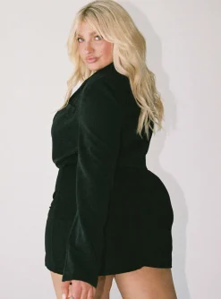 Princess Polly The City Cropped Blazercurve Black Flash Sale