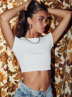 Princess Polly The Classic Cropped Tee  White Cheap