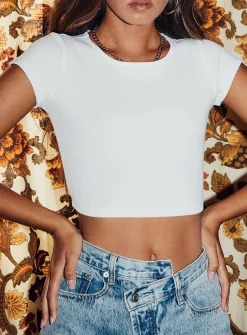 Princess Polly The Classic Cropped Tee  White Cheap