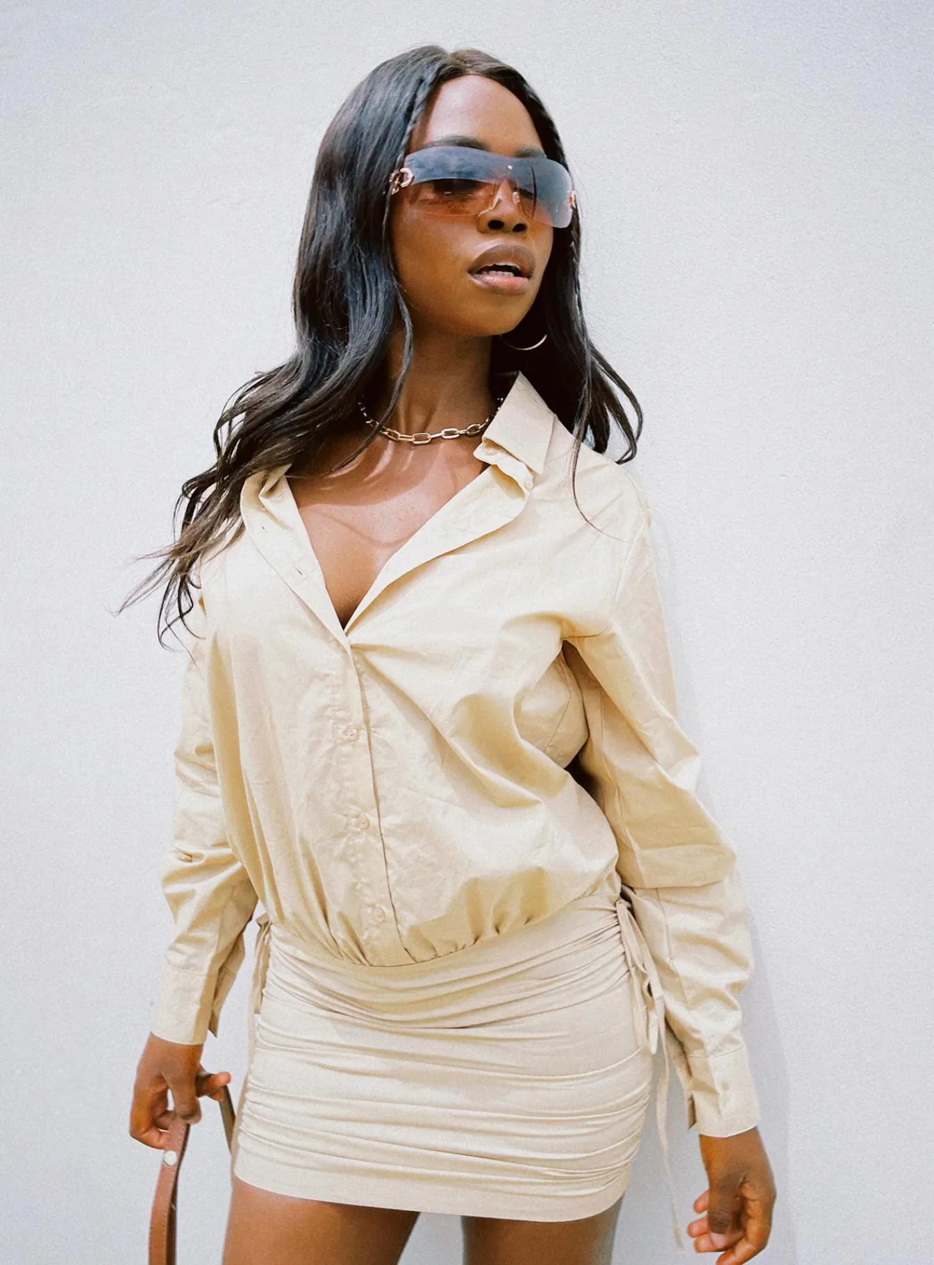 Princess Polly The Cult Mini Dress Camel Beige Fashion