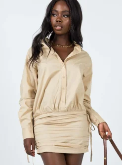 Princess Polly The Cult Mini Dress Camel Beige Fashion