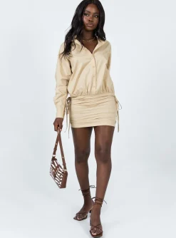 Princess Polly The Cult Mini Dress Camel Beige Fashion