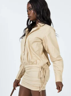 Princess Polly The Cult Mini Dress Camel Beige Fashion