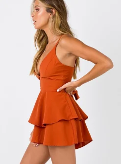 Princess Polly The Flores Romper  Rust Discount