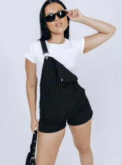 Princess Polly The Glades Overallspinstripe   Black Hot