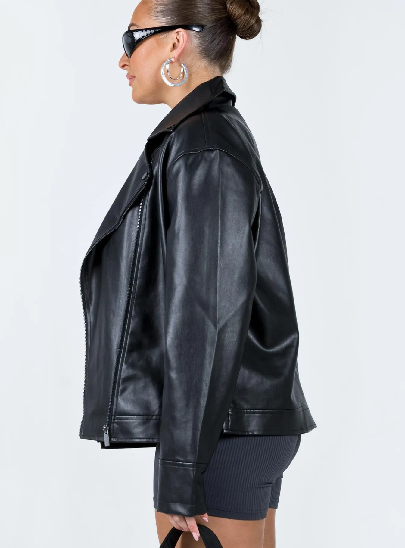 Princess Polly The Hitch Faux Leather Jacket Black Flash Sale
