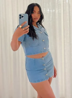 Princess Polly The Justin Mini Skirt  Denim Clearance