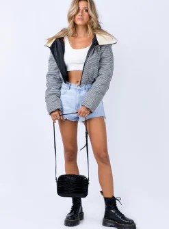 Princess Polly The Keir Puffer Jacket  Black/White New