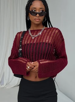 Princess Polly The Kennedy Sweater  Burgundy Shop